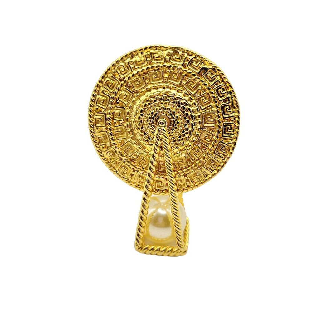 Vintage Signed Designer Mayan Aztec Articulating Sun Dial Brooch (A371)